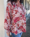 Rustic Floral Blouse S-2X