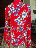 Red White and Blue Floral Blouse
