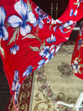 Red White and Blue Floral Blouse