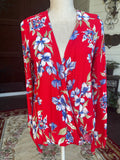 Red White and Blue Floral Blouse