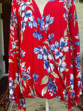 Red White and Blue Floral Blouse