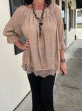 FrilLEE Little Polka Dot Blouse in Mocha  S-L