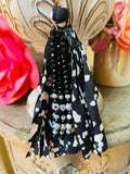 Holly Leopard Tassel Necklace in Black