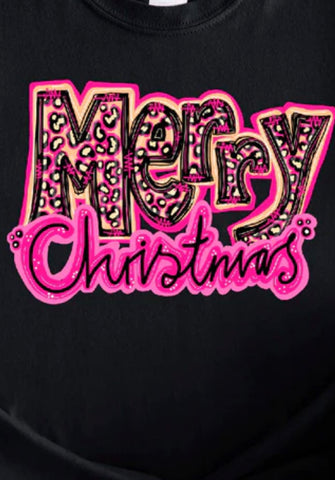 Pink Leopard Merry Christmas T L