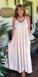 Tiered Ruffle Dress in Sand Beige