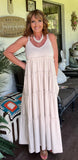 Tiered Ruffle Dress in Sand Beige