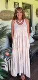 Tiered Ruffle Dress in Sand Beige