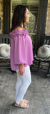 Ruffled Delight Blouse in Orchid S-3X