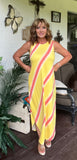 Summer Watercolor Dress in Lemon S XL