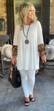 Ivory Leopard Ruffle Sleeve Top 1X-3X