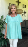 Textured Babydoll Top in Mint