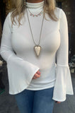 FrilLEE Bell Sleeve Turtleneck in Ivory M L XL