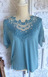 Vintage Spring Lace Top in Ice Blue S-L