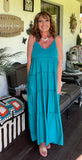 Tiered Ruffle Dress in Teal