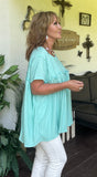 Textured Babydoll Top in Mint