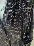Shimmer Bling Button Up Jacket in Black S-L
