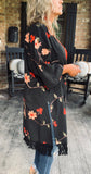 Forever Free Floral Embroidery Kimono in Black/Restock S/M