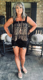 Clara Black Denim Leopard Shorts/Restock