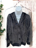 Shimmer Bling Button Up Jacket in Black S-L