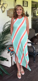Summer Watercolor Dress in Aqua S L XL