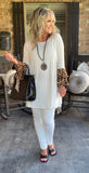 Ivory Leopard Ruffle Sleeve Top 1X-3X