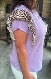 FrilLEE Sleeve Leopard Top in Lavender