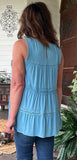 Tiered Lace Top in Ice Blue S-3X
