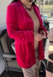 Velvet Crush Blazer in Hot Pink S L XL