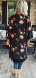 Forever Free Floral Embroidery Kimono in Black/Restock S/M