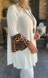 Ivory Leopard Ruffle Sleeve Top 1X-3X