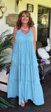 Tiered Ruffle Dress in Candy Blue