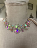 Gold AB Oval Choker Statement Necklace Set