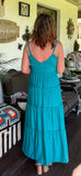 Tiered Ruffle Dress in Teal