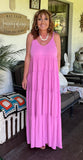Tiered Ruffle Dress in Candy Pink