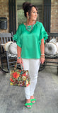 Feeling Gorgeous Blouse in Kelly Green S-2X
