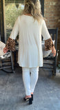 Ivory Leopard Ruffle Sleeve Top 1X-3X