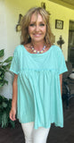 Textured Babydoll Top in Mint