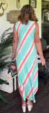 Summer Watercolor Dress in Aqua S L XL