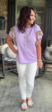 FrilLEE Sleeve Leopard Top in Lavender