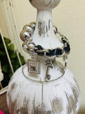 Black Silver Oversized Charm Bracelet