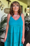 Tiered Ruffle Dress in Teal