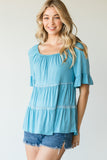 Tiered Sweetness Top in Denim Plus