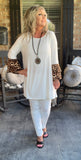 Ivory Leopard Ruffle Sleeve Top 1X-3X