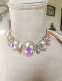 Gold AB Oval Choker Statement Necklace Set