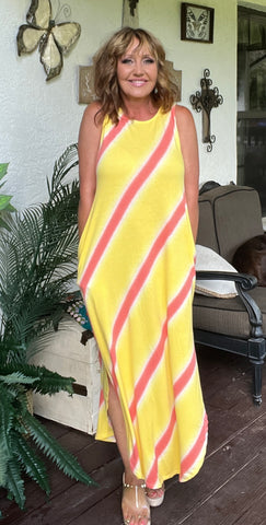 Summer Watercolor Dress in Lemon
