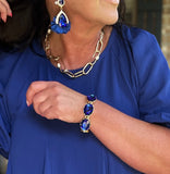 Cobalt Blue Crystal Petals Earrings