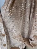 Shimmer Bling Button Up Hoodie Jacket in Taupe S-L