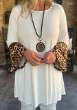 Ivory Leopard Ruffle Sleeve Top 1X-3X