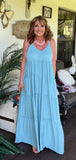 Tiered Ruffle Dress in Candy Blue