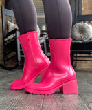 Neon Pink Jelly Boots